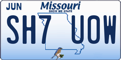 MO license plate SH7U0W