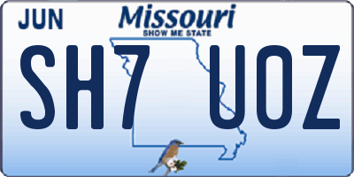 MO license plate SH7U0Z