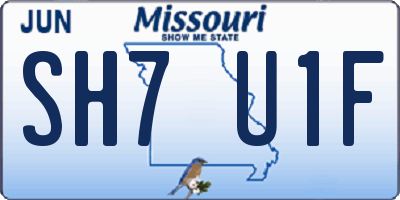 MO license plate SH7U1F