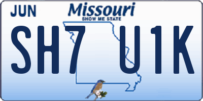 MO license plate SH7U1K