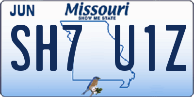 MO license plate SH7U1Z