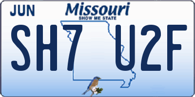 MO license plate SH7U2F
