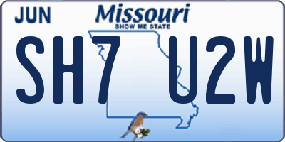 MO license plate SH7U2W