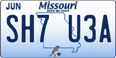 MO license plate SH7U3A