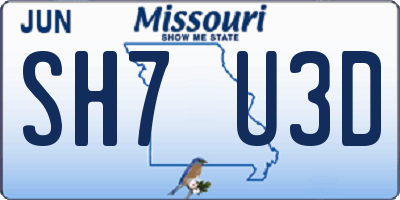 MO license plate SH7U3D