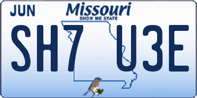 MO license plate SH7U3E