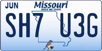 MO license plate SH7U3G