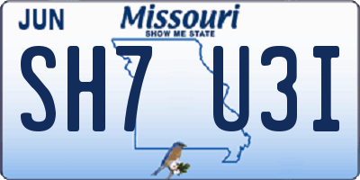 MO license plate SH7U3I
