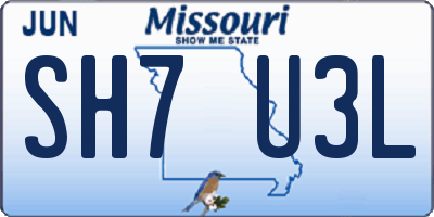 MO license plate SH7U3L