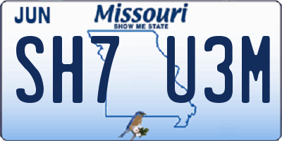 MO license plate SH7U3M