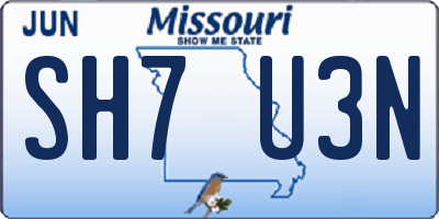 MO license plate SH7U3N