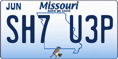 MO license plate SH7U3P