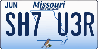 MO license plate SH7U3R