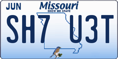 MO license plate SH7U3T