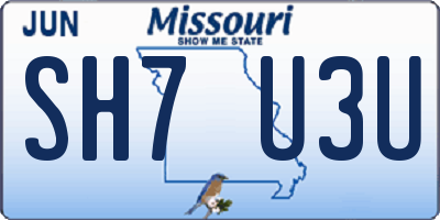 MO license plate SH7U3U