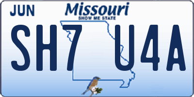 MO license plate SH7U4A