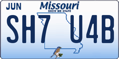 MO license plate SH7U4B