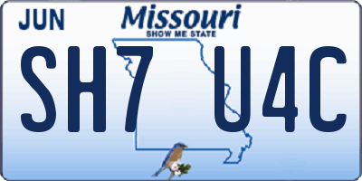 MO license plate SH7U4C