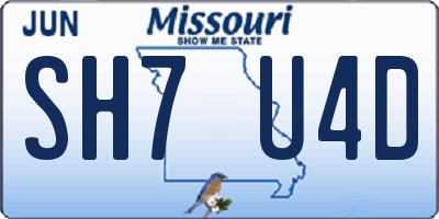 MO license plate SH7U4D