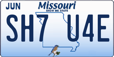 MO license plate SH7U4E