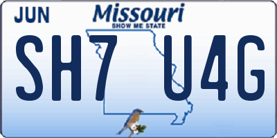 MO license plate SH7U4G