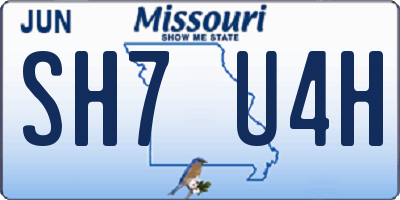 MO license plate SH7U4H