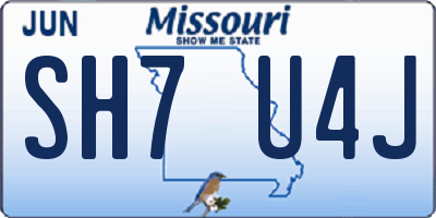 MO license plate SH7U4J