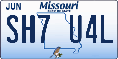 MO license plate SH7U4L