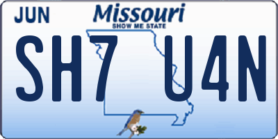 MO license plate SH7U4N