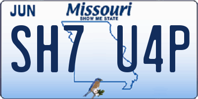 MO license plate SH7U4P