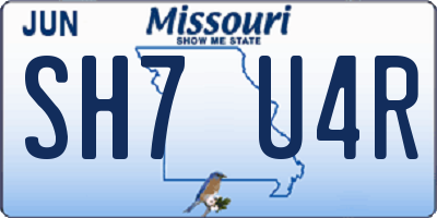 MO license plate SH7U4R