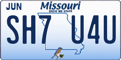 MO license plate SH7U4U