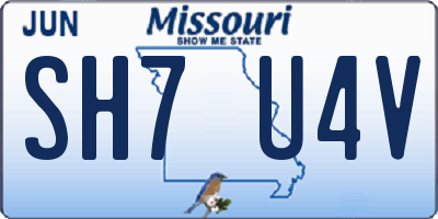 MO license plate SH7U4V