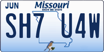 MO license plate SH7U4W