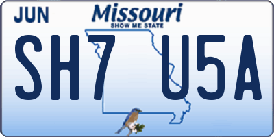 MO license plate SH7U5A