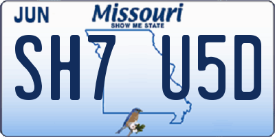 MO license plate SH7U5D