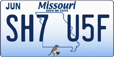 MO license plate SH7U5F