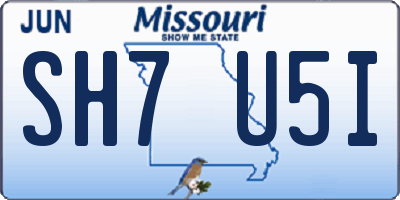 MO license plate SH7U5I