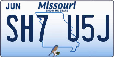 MO license plate SH7U5J