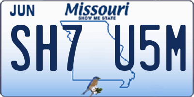 MO license plate SH7U5M