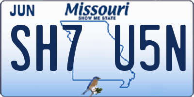 MO license plate SH7U5N