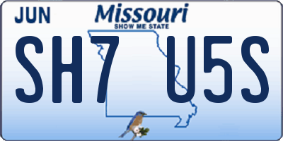 MO license plate SH7U5S