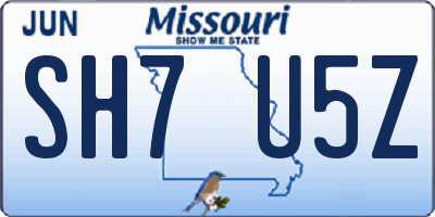 MO license plate SH7U5Z