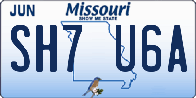 MO license plate SH7U6A