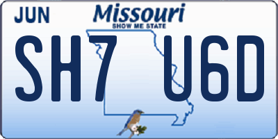 MO license plate SH7U6D
