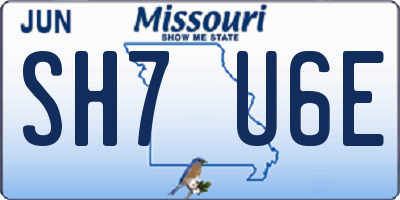MO license plate SH7U6E