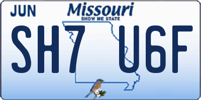 MO license plate SH7U6F