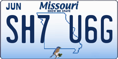 MO license plate SH7U6G
