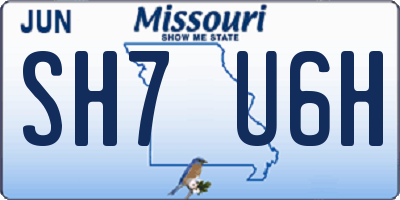 MO license plate SH7U6H