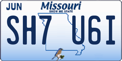 MO license plate SH7U6I